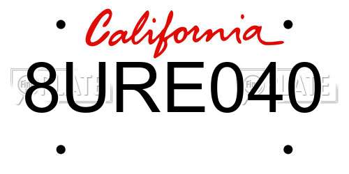 8URE040 California License Plate