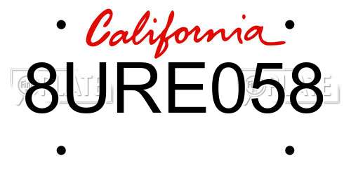 8URE058 California License Plate