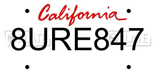 8URE847 California License Plate