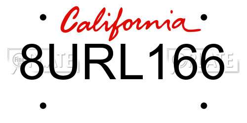8URL166 California License Plate