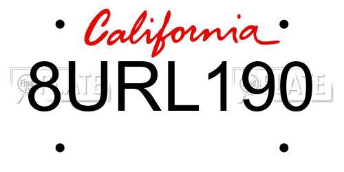 8URL190 California License Plate