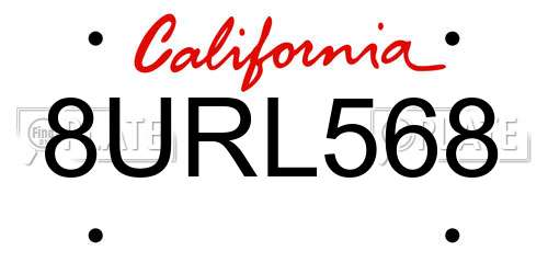 8URL568 California License Plate