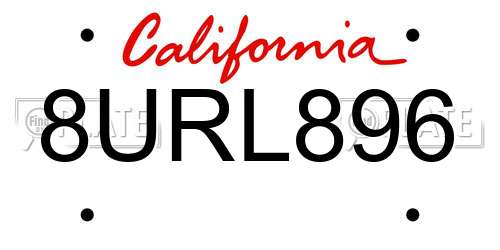 8URL896 California License Plate