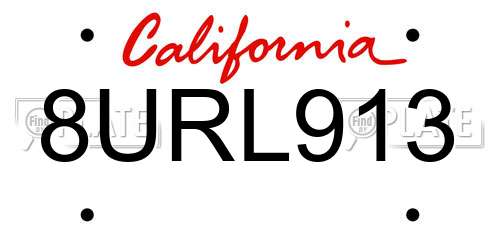8URL913 California License Plate