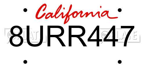 8URR447 California License Plate