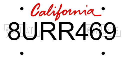8URR469 California License Plate