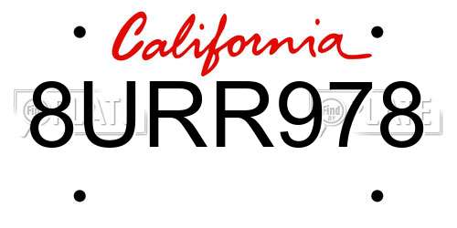 8URR978 California License Plate