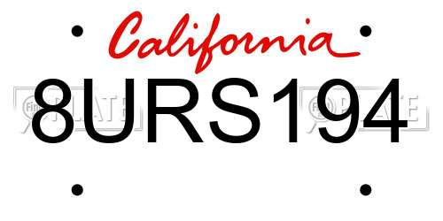 8URS194 California License Plate
