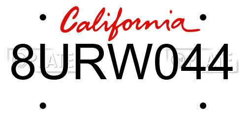 8URW044 California License Plate