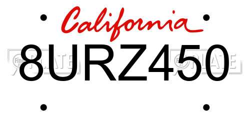 8URZ450 California License Plate