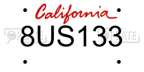 8US133 California License Plate