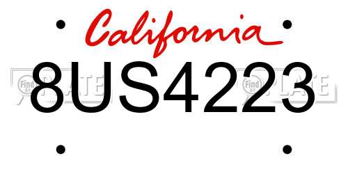 8US4223 California License Plate