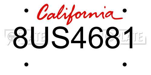 8US4681 California License Plate