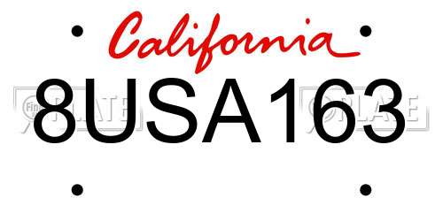 8USA163 California License Plate