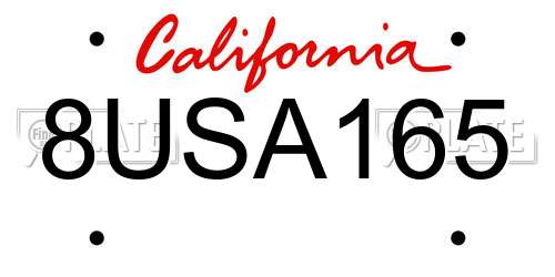 8USA165 California License Plate