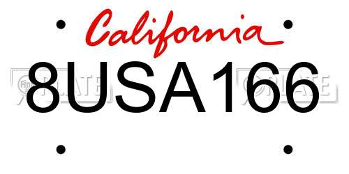 8USA166 California License Plate