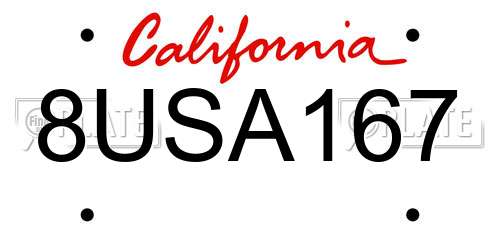 8USA167 California License Plate