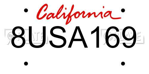 8USA169 California License Plate