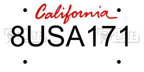 8USA171 California License Plate
