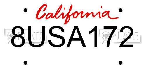 8USA172 California License Plate
