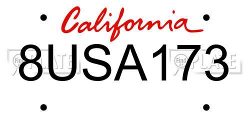 8USA173 California License Plate