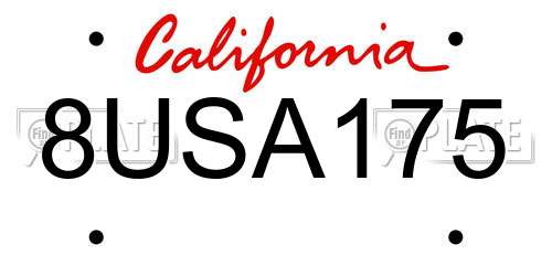8USA175 California License Plate