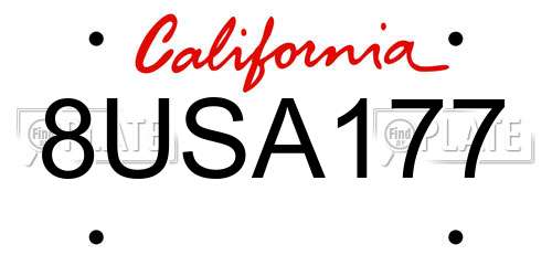 8USA177 California License Plate