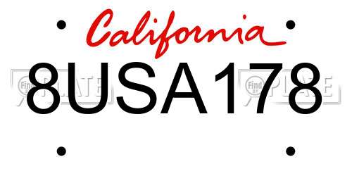 8USA178 California License Plate