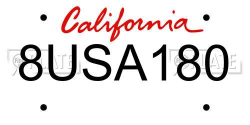 8USA180 California License Plate