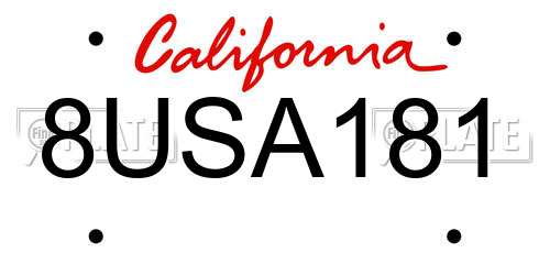 8USA181 California License Plate