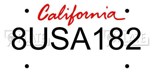 8USA182 California License Plate