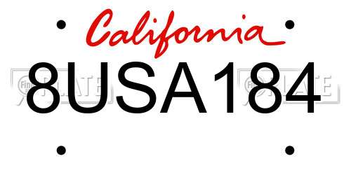 8USA184 California License Plate