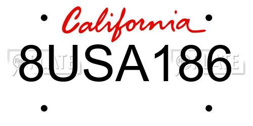 8USA186 California License Plate