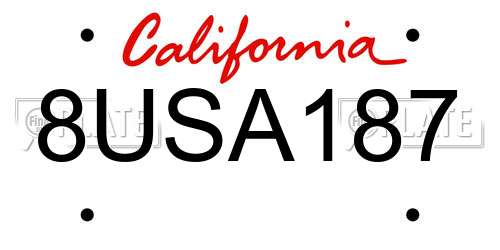 8USA187 California License Plate