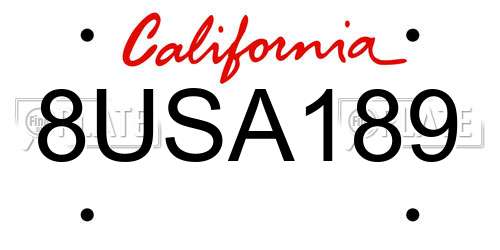 8USA189 California License Plate