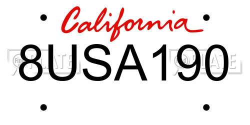 8USA190 California License Plate