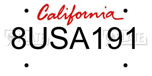 8USA191 California License Plate