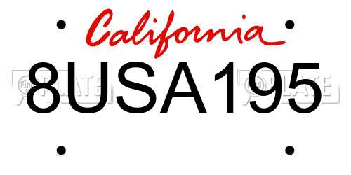 8USA195 California License Plate