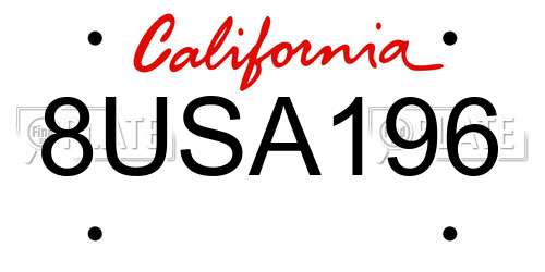 8USA196 California License Plate