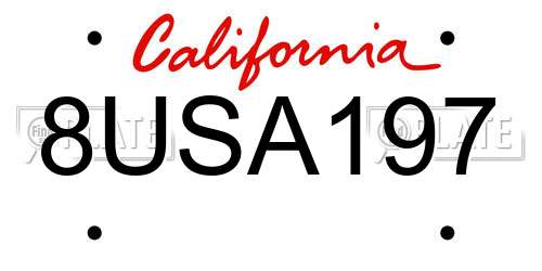 8USA197 California License Plate