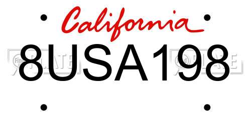 8USA198 California License Plate