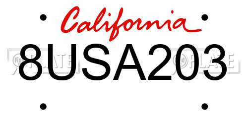 8USA203 California License Plate
