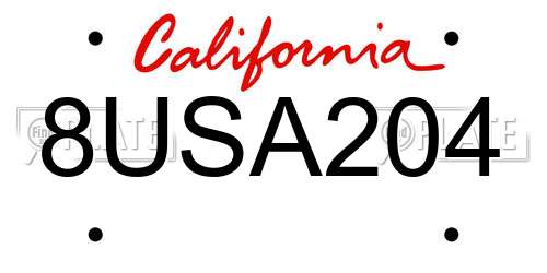 8USA204 California License Plate