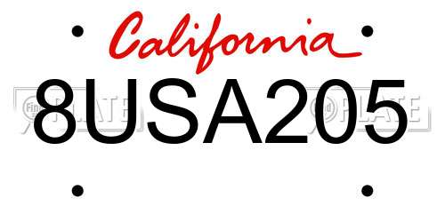 8USA205 California License Plate