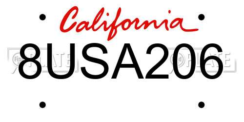 8USA206 California License Plate