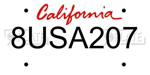 8USA207 California License Plate