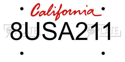 8USA211 California License Plate