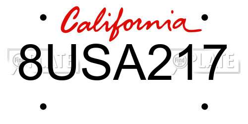 8USA217 California License Plate
