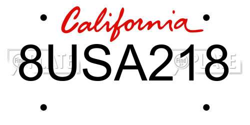 8USA218 California License Plate