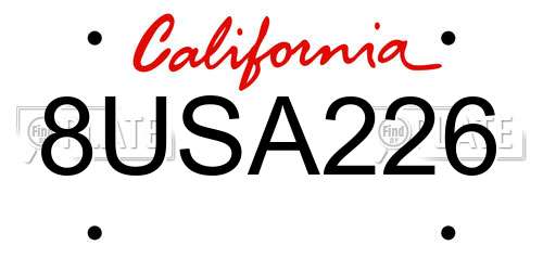 8USA226 California License Plate